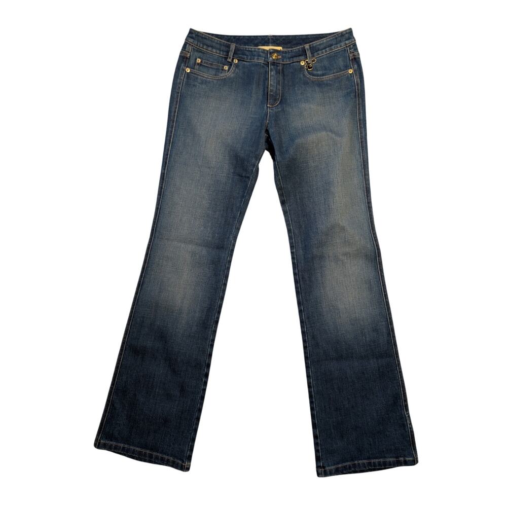 St. John Jeans Women's Blue Denim Bootcut Jeans Rhinestone Heart Pocket Size 8